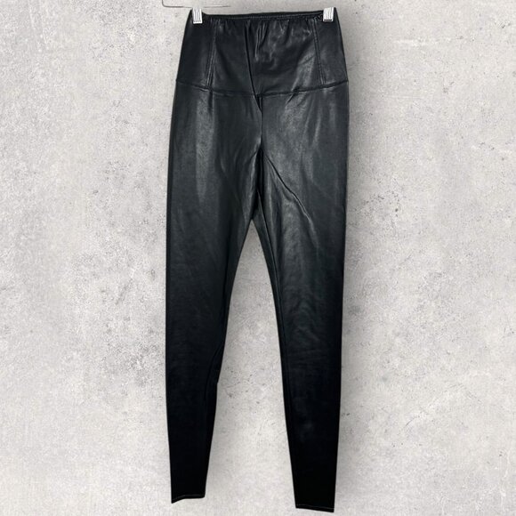 Aritzia High Waist Vegan Leather Leggings Black Size XS‎ Daria Minimal Edgy Goth - Picture 1 of 7